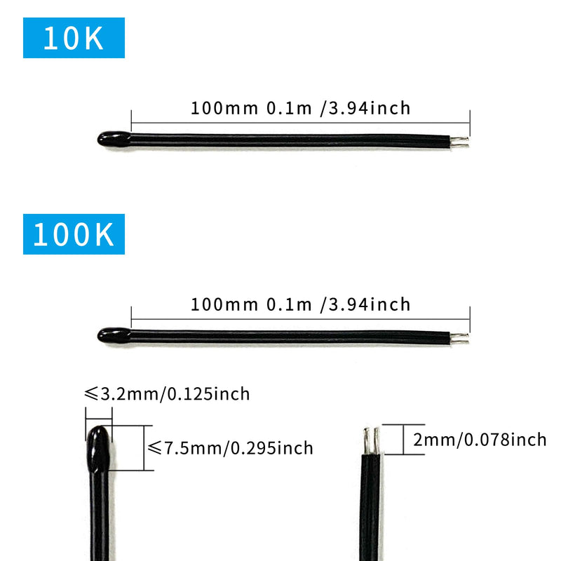 [Australia - AusPower] - 10 PCS MF52D NTC Resistors, Thermistor 10K Ohm 3435B/100K Ohm 3950B Temperature Control Sensor 1% Accuracy for Temperature Measurement and Battery Protection 