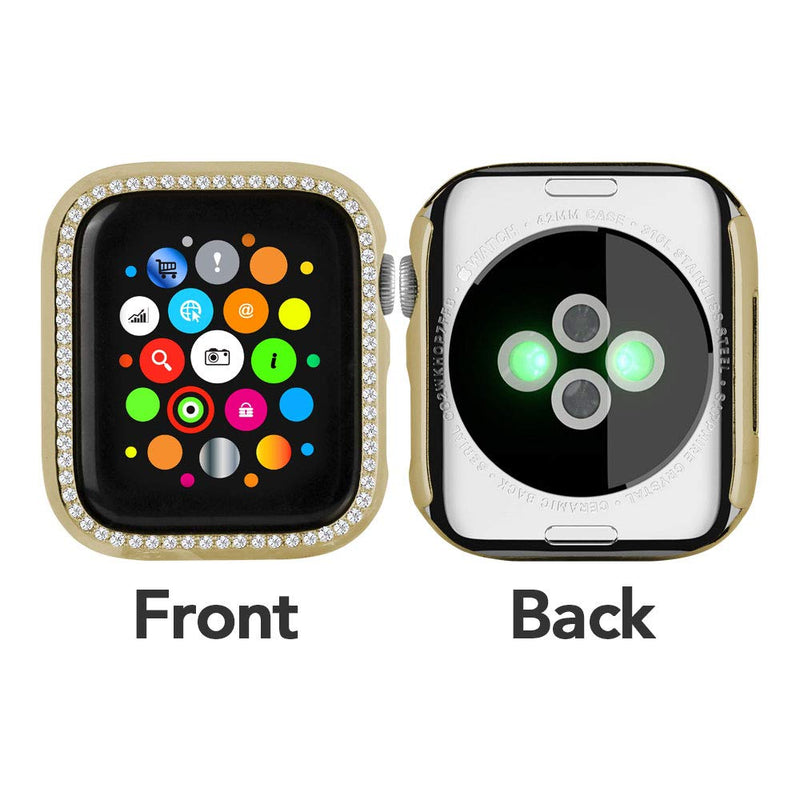 [Australia - AusPower] - Bling Case Compatible for Apple Watch Series 9 8 7 45mm, Crystal Diamonds Rhinestone Bumper Cover for Women Girl, Hard PC Protective Frame for iWatch - 45mm Gold 