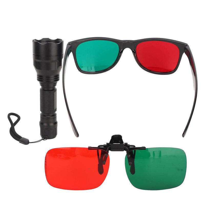 [Australia - AusPower] - Flashlight Red Green Ophthalmic Portable Metal Worth 4 Dot Test Light with Red Green Glasses for Ophthalmologists, Glasses 4 Cushions Optometrists for Eye Examination Ophthalmic 