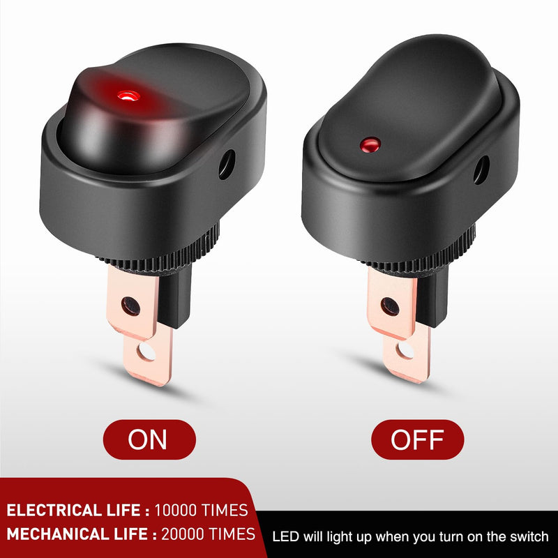 [Australia - AusPower] - Nilight 5PCS LED Lighted Rocker Switch 12V Illuminated ON Off Toggle Switch 30A 3Pin SPST Oval Shaped Switch 12mm Hole Red Yellow Blue Green for Car Truck RV Motorcycles Marine Boats, 2 Years Warranty 5Pcs Rocker Switch Mixed Color 