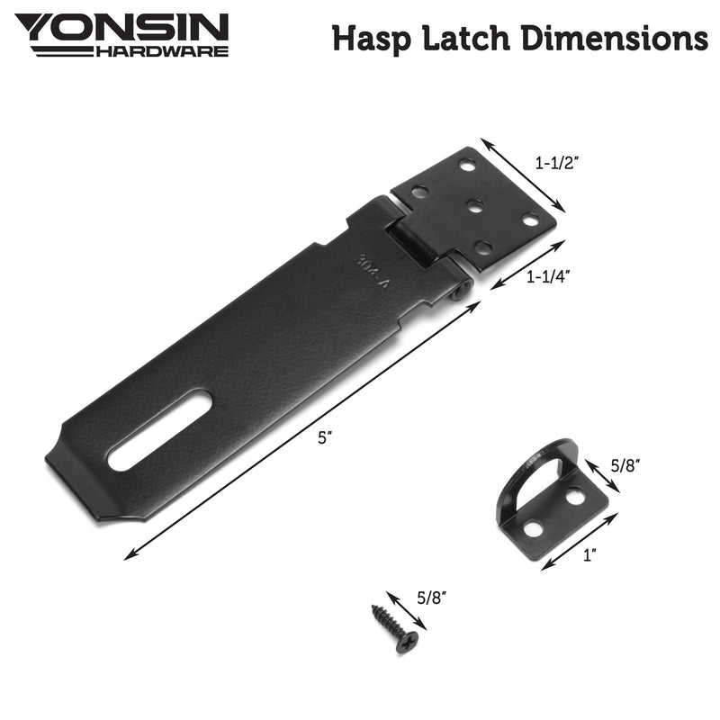 [Australia - AusPower] - 5" Door Padlock Safety Hasp Latch, Door Hasp Clasp Lock Gate Shed Hasp Latch Lock for Door Window Cabinet Pet Cage Toolbox Shed Fence, 304 Stainless Steel, Matte Black Finish, 1 Pack 5 Inch 