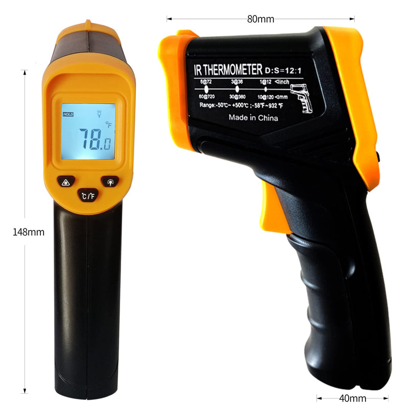 [Australia - AusPower] - Digital Infrared Thermometer Gun for Cooking,BBQ,Pizza Oven,Ir Thermometer with Backlight,-58?~932?(-50?~500?) Handheld Non Contact Heat Laser Temperature Gun (Not for Human) 