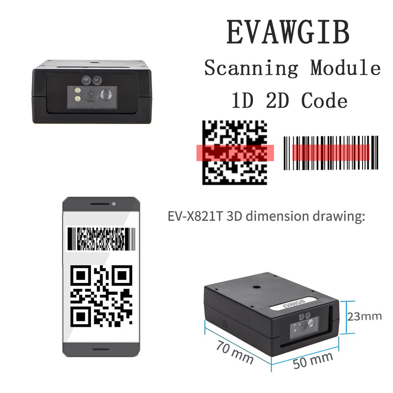 Fixed Mount Barcode Scanner Scan Embedded Mini USB Engine CMOS 2D Barcode Reader Module RS232/TTL/USB Barcode Scanner Module Mini-Size Module (USB)