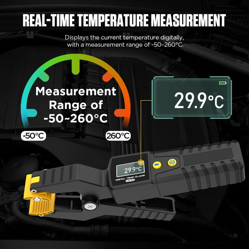 [Australia - AusPower] - HVAC Digital Thermometer LM55 Digital Temp Clamp HVAC Thermometer High Precision Sensor Real-Time Temp Measurement for Heating&Cooling Systems -50°C~260°C Store 8 Waveform Data, Ajustable Brightness 