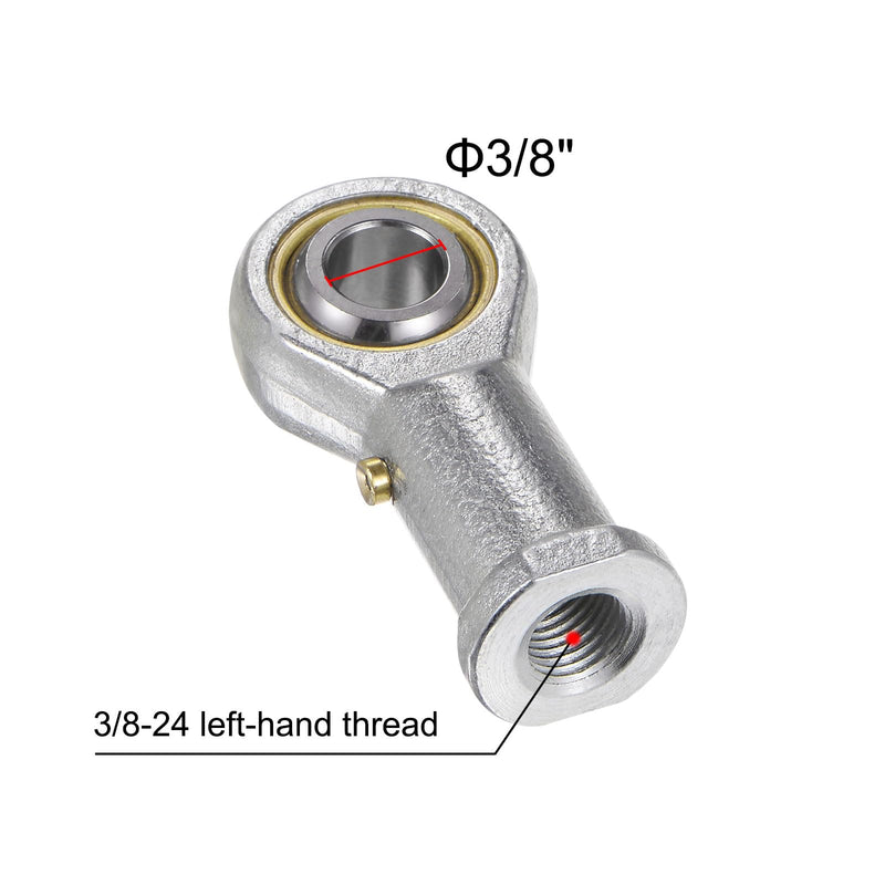 [Australia - AusPower] - uxcell PHSB6 Female Rod End Bearing 3/8 Inch Bore and 3/8-24 Left Hand Thread, Self-Lubricating Joint Rod Ends, includes Jam Nut 