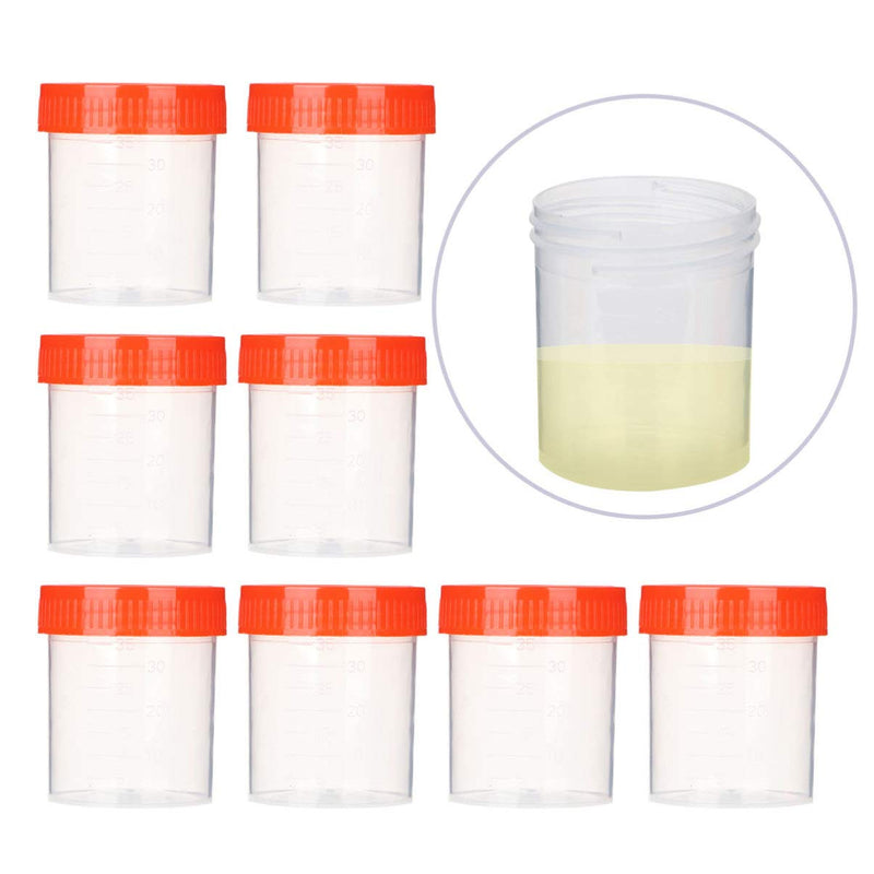 Pack of 50 Sterile Sample Cups with Lid, Urine Sample Cup, Screw-On Lid Container, Transparent, Disposable Plastic Measuring Cup, 40 ml (Random Color)