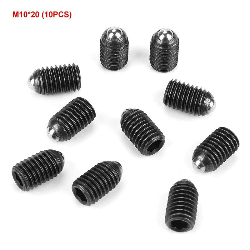 10pcs M10 Screw Thread Hex Socket Ball Spring Plungers Set Carbon Steel Ball Plunger (M10x20) M10x20