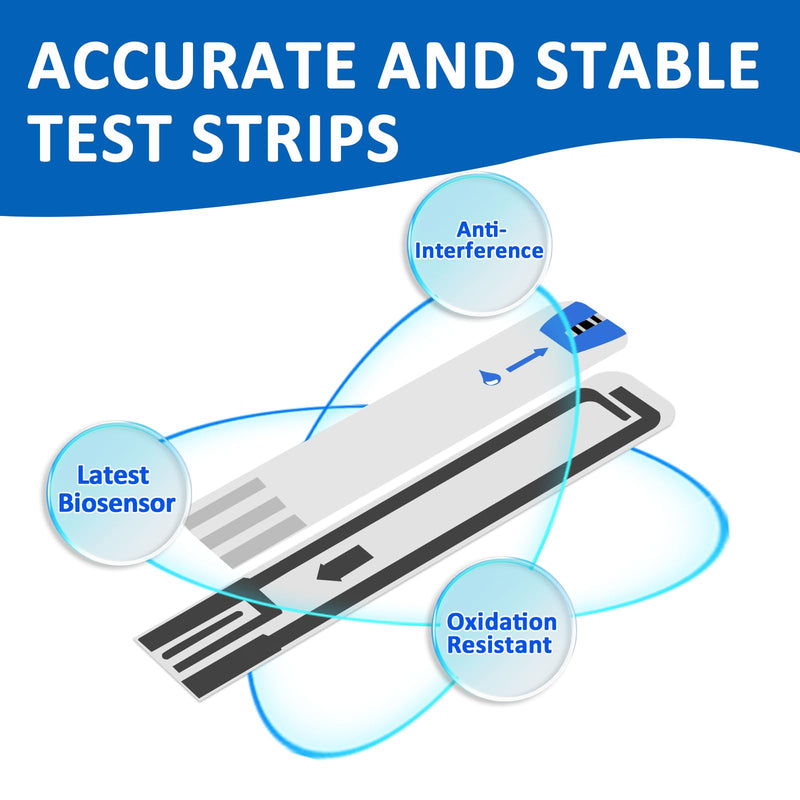 [Australia - AusPower] - Blood Glucose Test Strips for Diabetes 100 Count Blood Sugar Test Strip, Used with Pro Comfort Glucose Monitor Only, No Coding 
