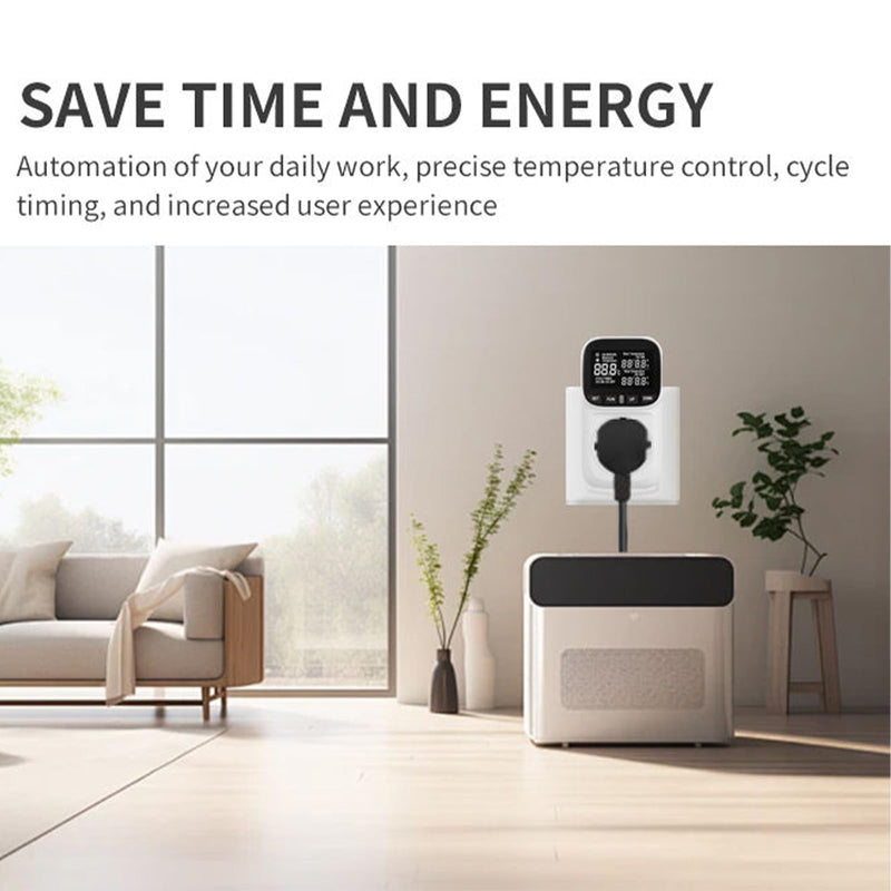 [Australia - AusPower] - Digital Temperature Controller Plug, Thermostat Outlet with Heating & Cooling Modes, 120V 15A 1800W, -104℉~210℉ Timer Cyclic/Countdown for RV, Greenhouse, Incubator, Homebrew 