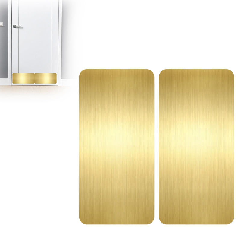 Durable Cat & Dog Door Protector from Scratching - Anti-Scratch Guard for Interior/Exterior Doors, Stainless Steel Self-Adhesive Kick Plate (Brushed Gold, 8" x 16") 8" x 16" Brushed Gold