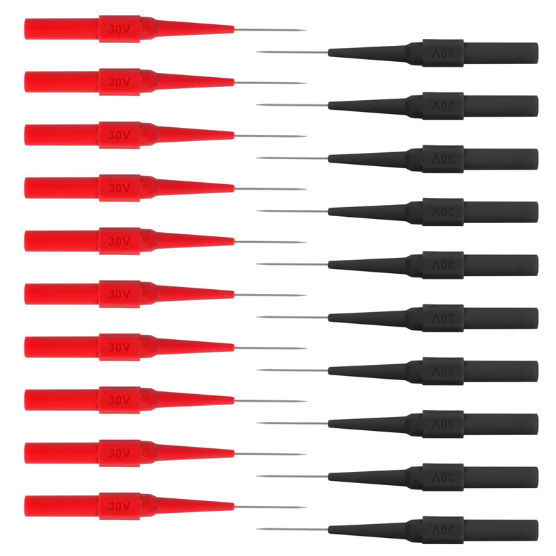 [Australia - AusPower] - 20pcs Test Back Probe Pin, 0.7mm Wire Piercing Probe Pin, Insulation Non-Destructive Stainless Steel Pin, Multimeter Probes Car Tester for 4mm Banana Socket 