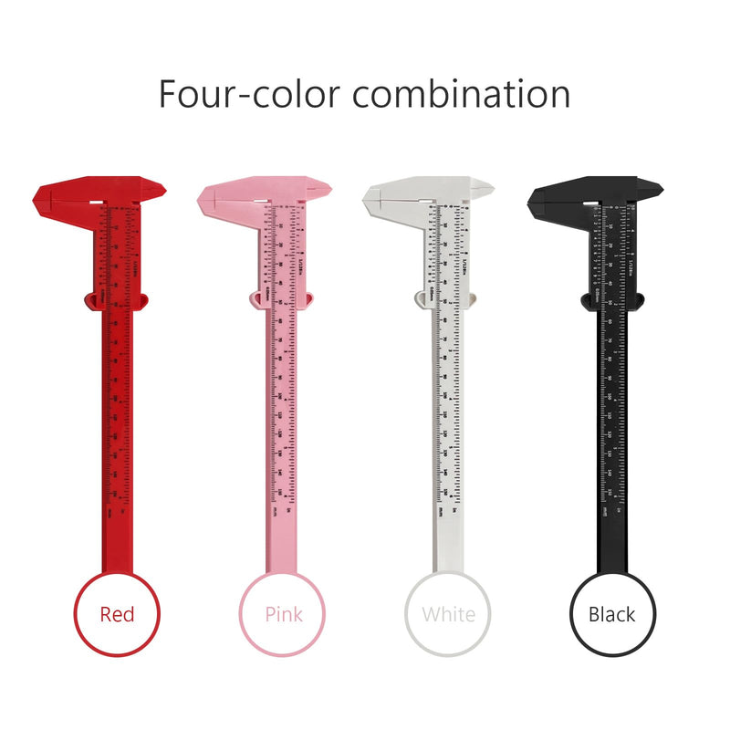 [Australia - AusPower] - Set of 4 Digital Callipers, 150 mm Precision Calliper, Digital 0.01 mm, Plastic Caliper, Analogue Accuracy Thrust Gauge, Small for Household, Office, Students, Buttons, Jewellery Measurement 