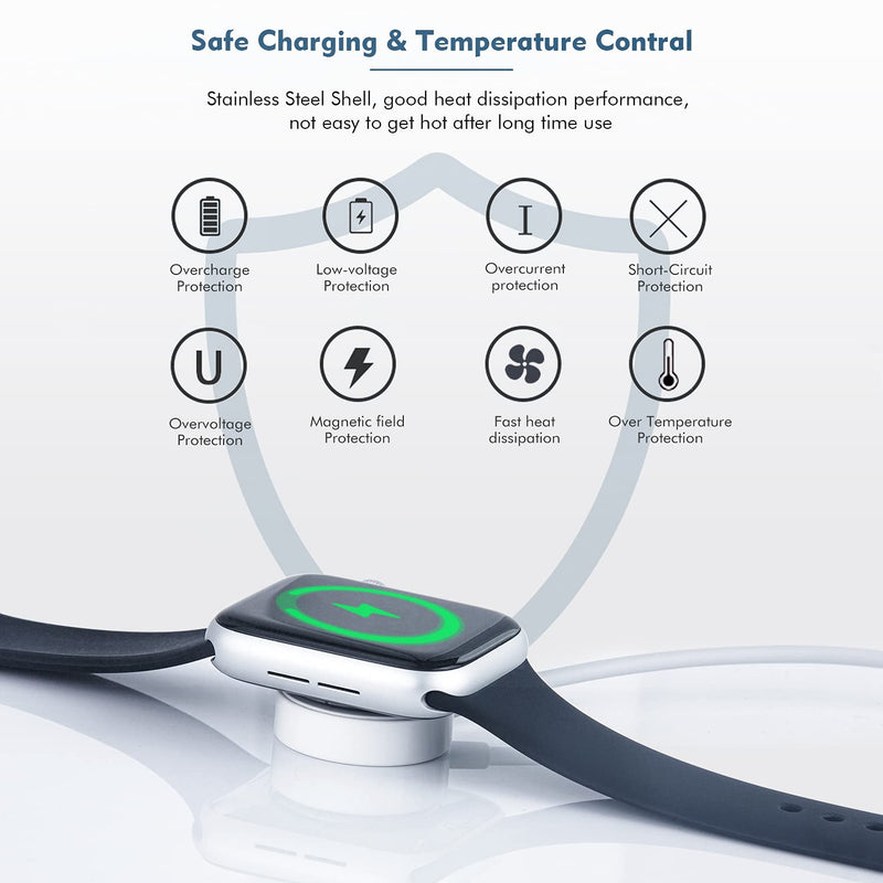 [Australia - AusPower] - Watch Charger for Apple Watch Charger, 0.3m/1FT Short iWatch USB Wireless Magnetic Portable Charging Cable Cord Compatible with Apple Watch Series 9/8/7/6/SE/5/4/3/2/1 