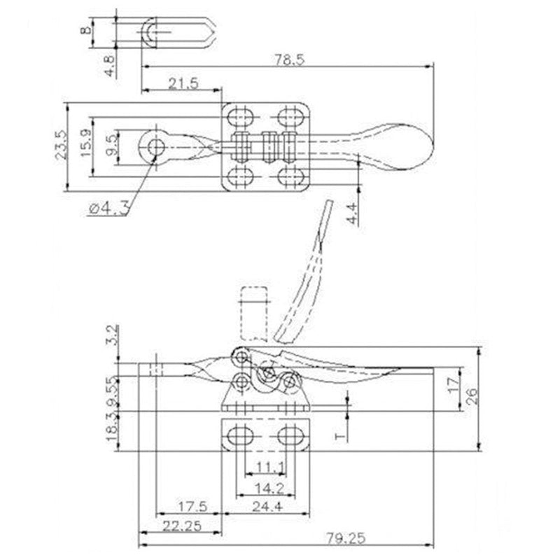 [Australia - AusPower] - 4PCS Toggle Clamp 201A Hand Tool 60 lbs / 27kg Holding Capacity Antislip Horizontal Quick Release Tool 