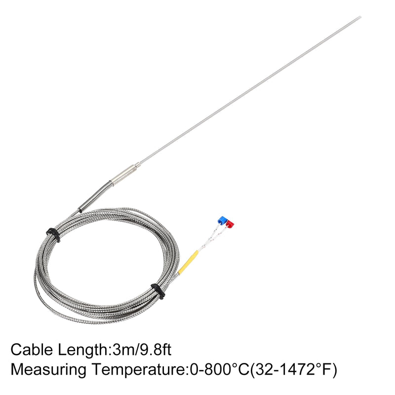[Australia - AusPower] - MECCANIXITY E Type Thermocouple Temperature Sensor Probe 2x300mm 9.8ft Wire 0 to 800°C(32 to 1472°F) Stainless Steel 