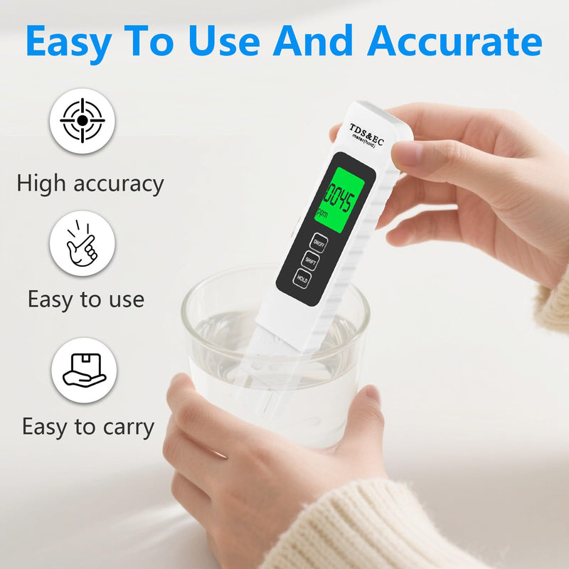 [Australia - AusPower] - 4 in 1 TDS Meter Digital Water Tester - Accurate and Reliable TDS EC & Temp(°C,°F) Meter, 0-9990ppm - Professional Testing for Drinking Water, RO/DI System, Aquariums etc 