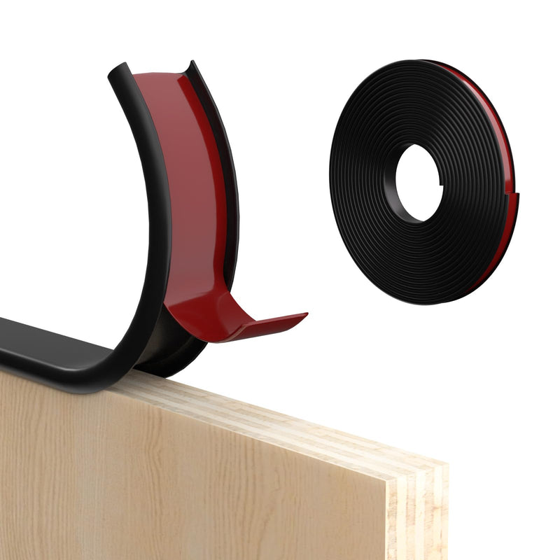 U-Shape Edge Banding, 0.7 inch x 20ft Edge TPE Self Adhesive Veneer Edging Trim Flexible Edge Protector, Strip for Countertop Cabinets Table Restoration Shelves, Black 0.7 in x20ft 1