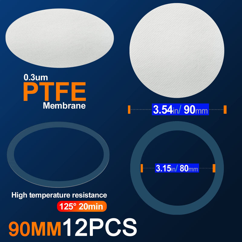 [Australia - AusPower] - Biomed Solutions 12 x White Synthetic Filter Paper Stickers 90mm 0.3μm PTFE 