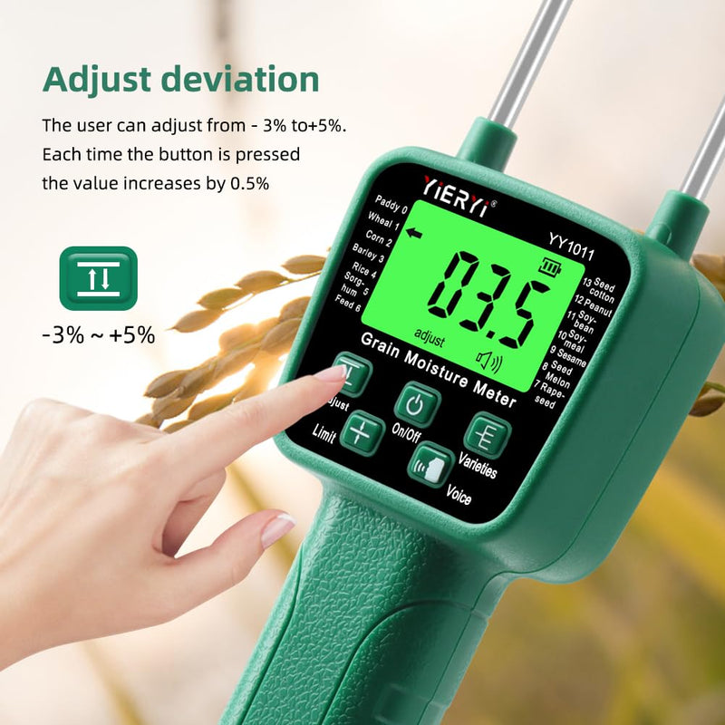 [Australia - AusPower] - Portable Hay Moisture Meter, LCD Digital Tool Moisture Meter, Wheat Soybean Grain Moisture Tester, with Voice Broadcast, for bran, Forage Grass, Testing Fibre 