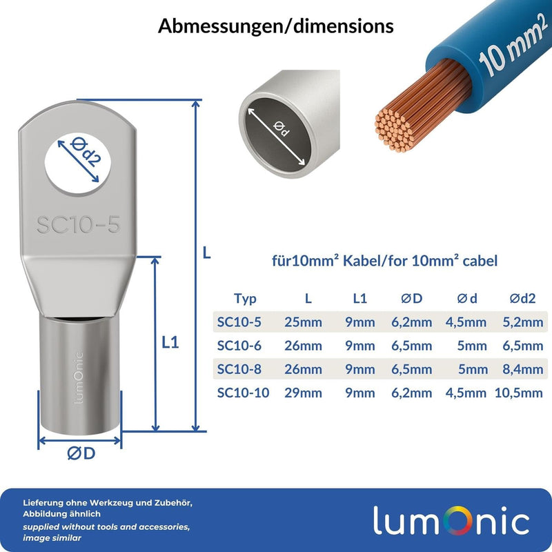 Amazon Parent: Uncoated cable lug 10mm² Hole diameter: M5
