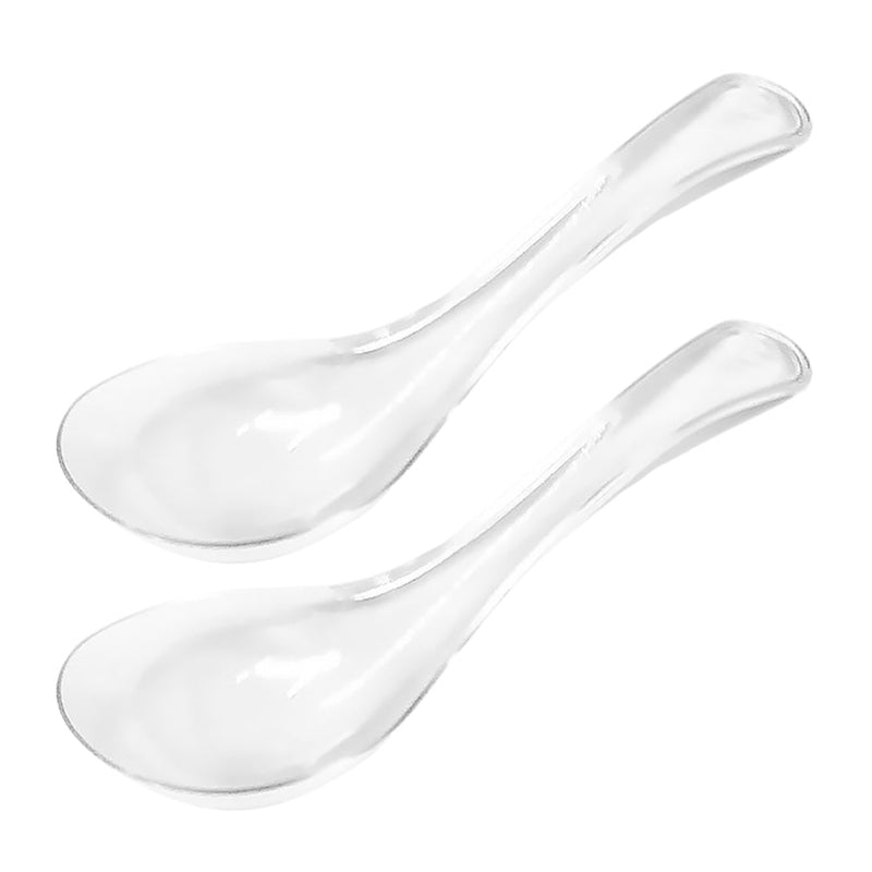 VOSAREA 2pcs Clear Glass Spoons Asian Soup Spoons Glass Foods Spoons Chinese Soup Spoons Asian Rice Spoon Japanese Wonton Soba Ramen Noodle Spoon (Pack of 2) 13.50X5.00X4.00CM (Pack of 2)