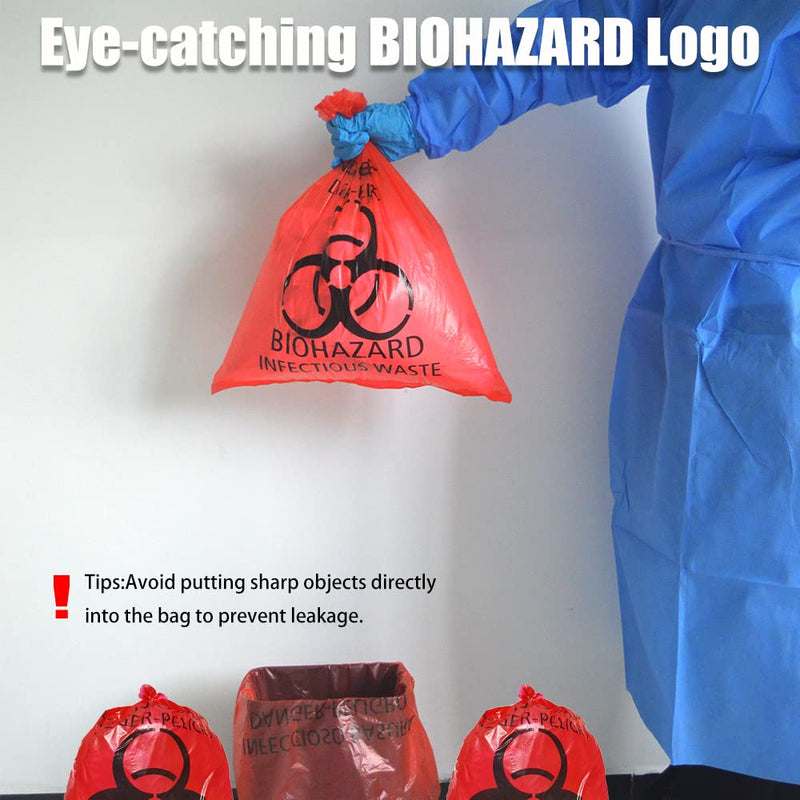 [Australia - AusPower] - Red Biohazard Waste Bags,20pcs 16.5x20in/42x51cm Medical Action Infectious Waste Bag With Hazard Symbol Disposable Hazardous 1 Count (Pack of 20) 