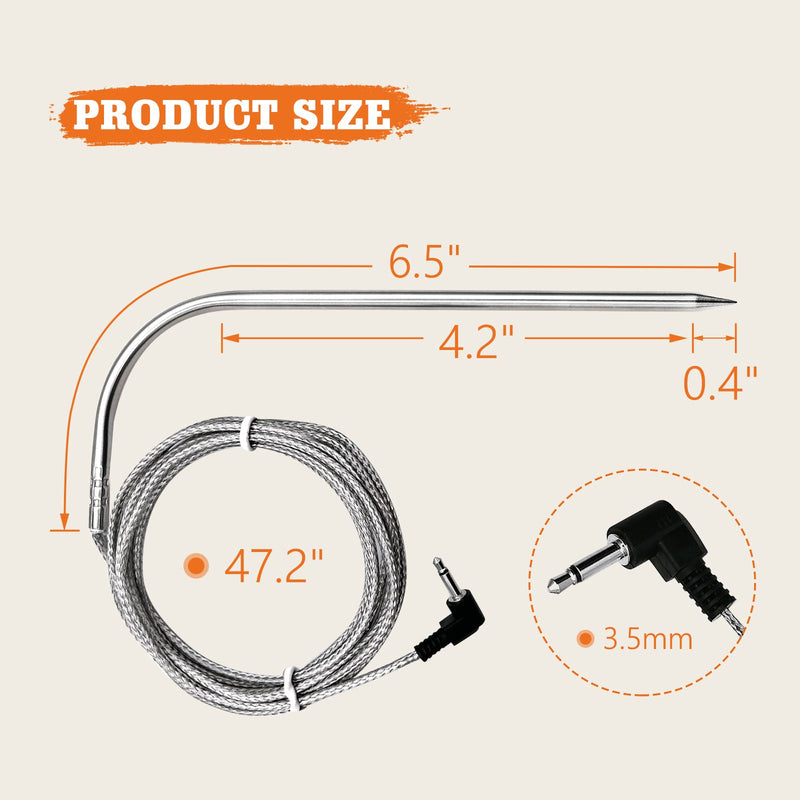 [Australia - AusPower] - Temperature Probe Part 801126, Upgraded 2-Pack Temp Meat Probe, Replacement for Char-Griller Gravity Fed 980 Charcoal Grill, with Probe Grommets and Probe Clip 