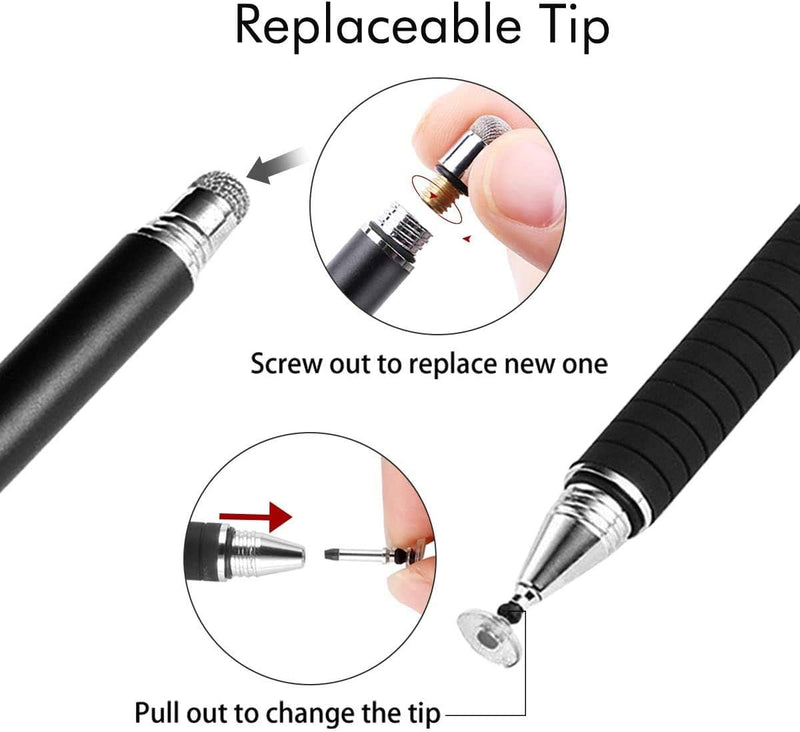 [Australia - AusPower] - MEKO (2nd Generation) [2 in 1 Precision Series] Disc Stylus Pen for iPhone, iPad Pro/Mini/Air, Samsung Galaxy and All Touch Screen Devices Bundle with 6 Replacement Tips,Pack of 2(Black/Rose Gold) 1Black/Rose Gold 