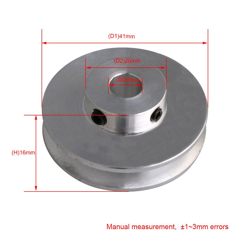 [Australia - AusPower] - CNBTR 8mm Fixed Bore Single Groove Pulley Wheel Silver Aluminum Alloy 41x16x8mm for Motor Shaft 3-5mm PU Round Belts 41*8mm 