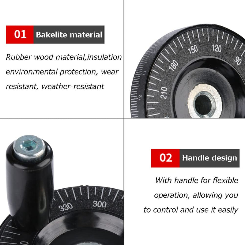 [Australia - AusPower] - Hand Wheel with Handle, 63mm Milling Handwheel with Scale, Bakelite Hand Wheel Machinery Accessaries for Lathe Milling Machine 