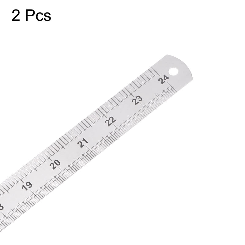 HARFINGTON 2pcs Stainless Steel Ruler 24-inch/60cm Metal Rulers 1.14" Wide, Inch and Metric Graduation Straight Edge Measuring Tool 600x29x1mm 2
