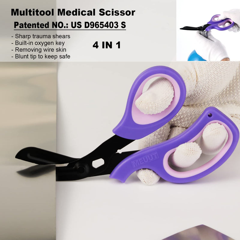 [Australia - AusPower] - MEUUT 2 Pack Medical Scissors Trauma Shears -8 inch Patented Bandage Scissors Heavy Duty Surgical Grade EMT Scissors for EMT Workers Doctors Nurses Pink+purple 