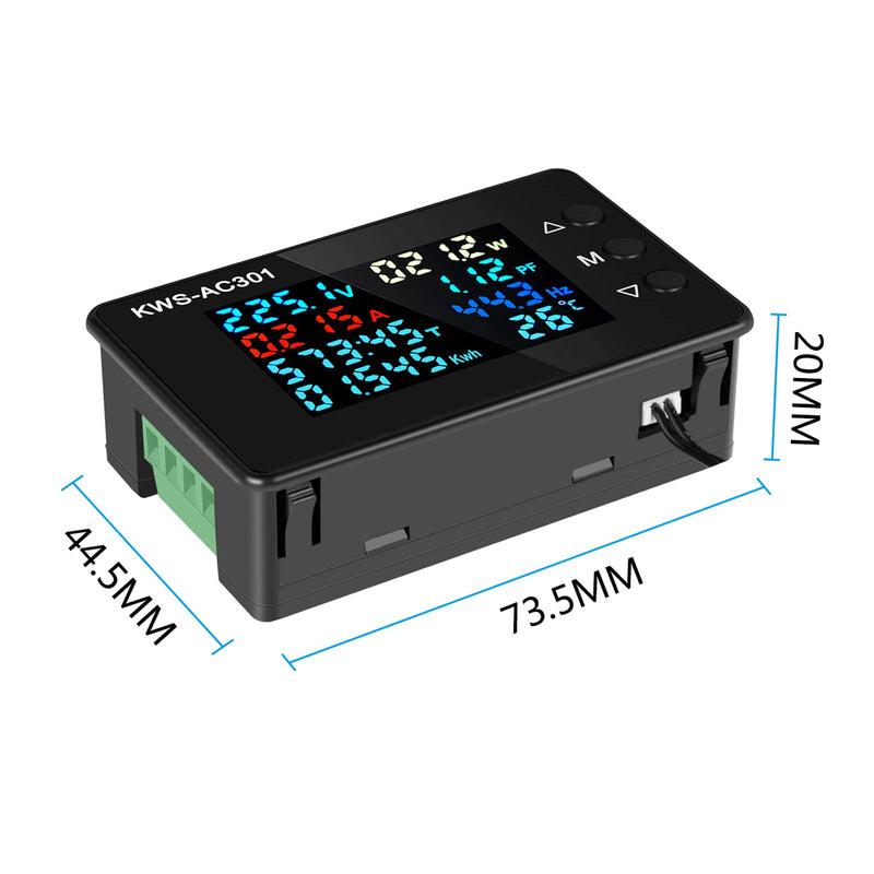[Australia - AusPower] - AC 50-300V 0-20A Ammeter Voltmeter 110V 220V AC Multimeter 110V 220V 8 in 1 Multifunction LCD Display Digital Current Voltage Power Tester Electric Energy Monitor 20A 