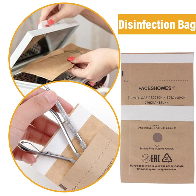 WeddHuis Sterilisation Bags Pack of 100 Self-Sealing Bags for Cosmetics and Nail Tools (100 x 200 mm) 100x200 mm - 100pcs