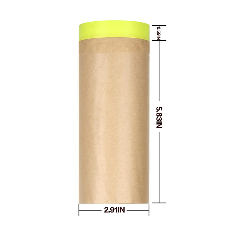 Pre-Taped Masking Paper for Painting - 12 in. x 50 ft. Tape and Masking Paint Paper, Paint Adhesive Protective Paper Rolls for Masking Skirting, Framing, Automotive and Auto Body (4Roll) 4