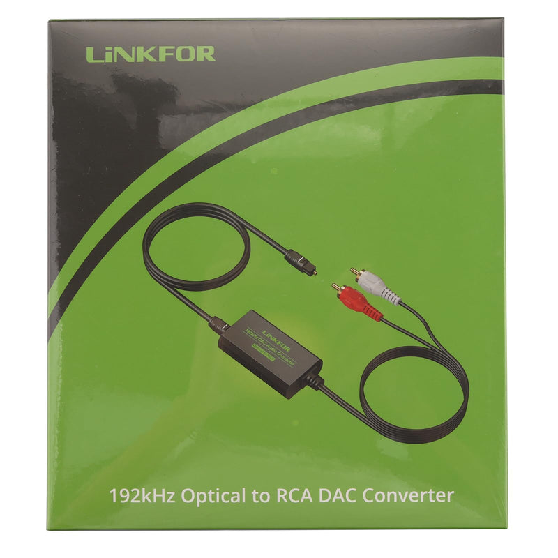 [Australia - AusPower] - LiNKFOR 192kHz DAC Converter Digital to Analog Converter Digital Optical SPDIF Toslink to Analog Stereo Audio RCA L/R Audio Adapter with Optical Cable for HDTV Blu Ray DVD Amps TV Box Game Console RCA Male 
