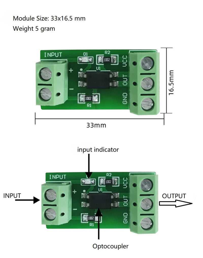 [Australia - AusPower] - NOYITO 1-Channel PC817 Optocoupler Isolation Module Optoelectronic Isolator signal Isolation and Anti-interference 3-5V 12V 24V (Pack of 2) (24V) 