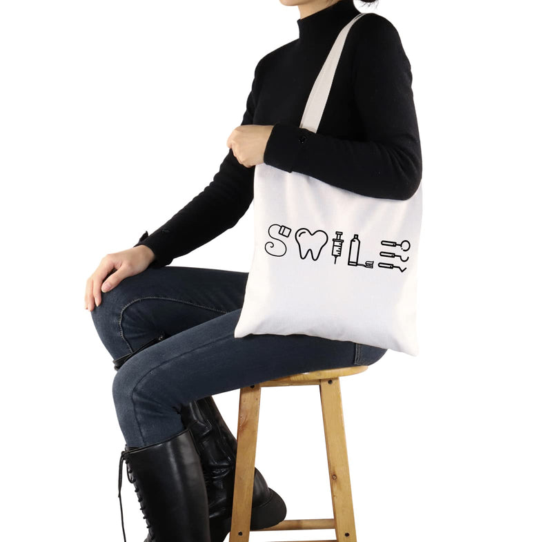 [Australia - AusPower] - G2TUP Dentists Gift Smile Handbag Dental Assistant Shopping Tote Bag Dental Hygienist Gift Dentist Graduation Gift 