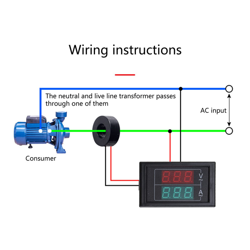 [Australia - AusPower] - Volts Amp Meter, 500V 100A Digital Voltmeter Ammeter Panel,LED 2in1 Multimeter, 2-Wire Voltage Amperages Tester Gauges, 4*1.6*6.3cm, As shown in the picture 