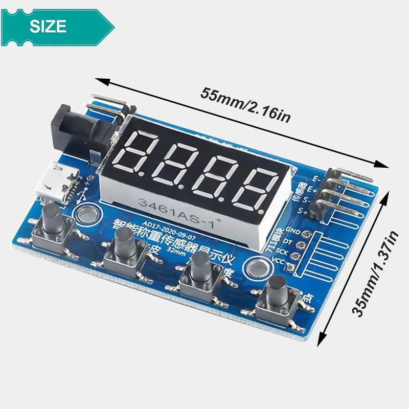[Australia - AusPower] - DAOKAI HX711 Weight Sensor Load Cell Module A/D Module Digital Load Cell Module Display 24-Bit Weighing Meter Electronic Scale Display Meter with Micro to USB Cable 
