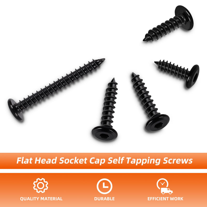 [Australia - AusPower] - M3 x 20mm Flat Head Socket Cap Self Tapping Screws, 304 Stainless Steel, Hex Drive, Black Finish, 100 PCS M3 x 20mm 