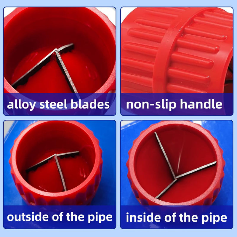 [Australia - AusPower] - Deburring Plastic Copper Tube, Universal 2-in-1 Pipe Deburring Tool for Chamfering and Grinding Indoor and Outdoor Use, 5-38 mm, Plastic Body, Copper Pipes, Red 
