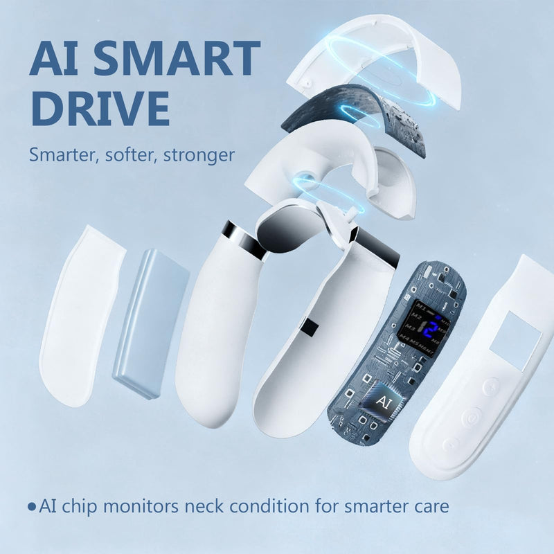 Neck Massager with Heat, Ultra-Lightweight Electric Pulse Device for Neck Relaxation, Cordless Mini Smart Massager for Soothing Stiff Muscles, for Home, Office and Travel 1 Count (Pack of 1)