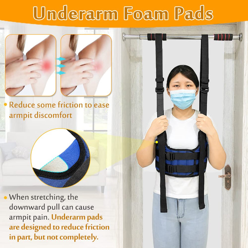 [Australia - AusPower] - Mybow Back Stretcher, Lumbar Traction Device, Spine Decompression Belt for Pain Relief, Spinal Back Stretcher Belt, Thoracic Spinal Decompression Harness, Portable Stretching Device (Medium) Blue 