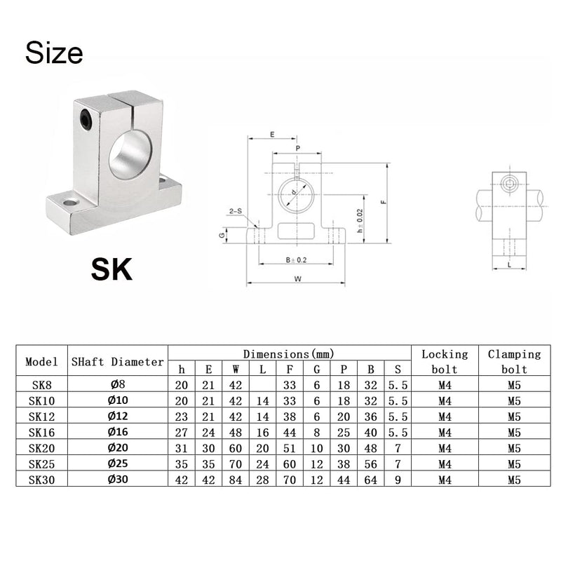 [Australia - AusPower] - 4pcs SK30 Aluminum Linear Rod Rail Shaft Support 30mm Linear Motion Guides for CNC 3D Printer SK 
