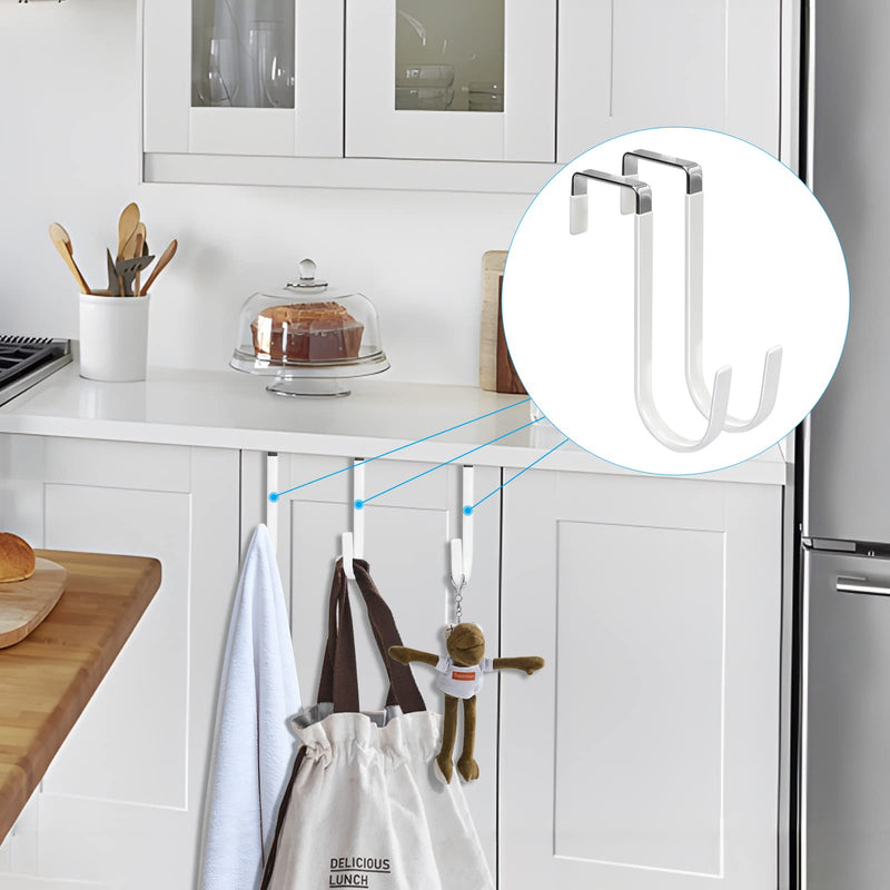[Australia - AusPower] - FYY Over the Door Hooks, 4 Pack Hangers Hooks with Rubber Prevent Scratches Heavy Duty Organizer for Living Room, Bathroom, Bedroom, Kitchen Hanging Clothes, Towels, Hats, Coats, Bags White Short A White 