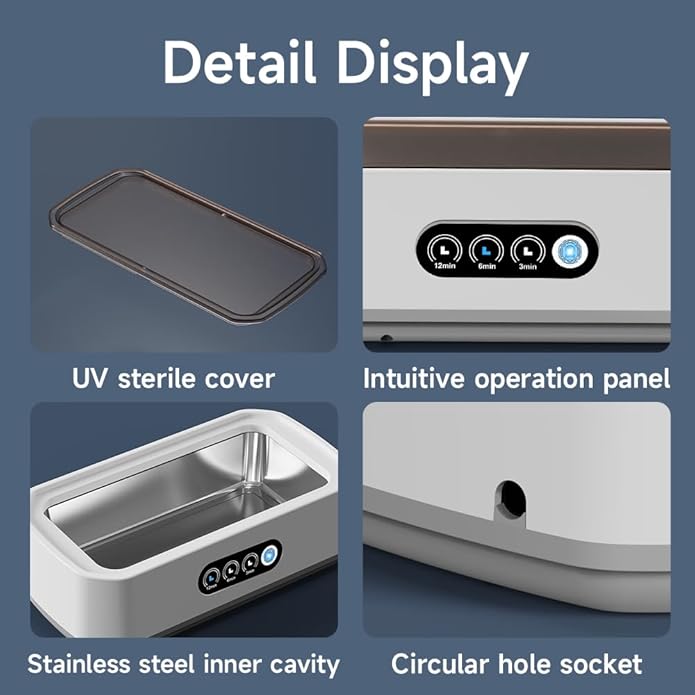 [Australia - AusPower] - Ultrasonic Jewelry Cleaner, 40W 22oz (640ml) 48KHz Portable Professional Ultrasonic Cleaner for Eyeglass, Watches, Dentures, Ring, Blade Razor Classic?White? 