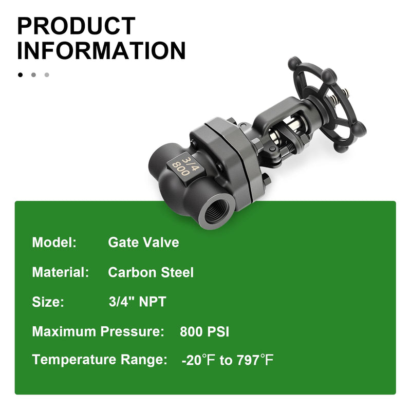 [Australia - AusPower] - TAISHER 1PCS Forging of Carbon Steel Gate Valve, 3/4" NPT Female Rotary Sluice Valve With Wheel Handle, For Water, Oil, Gas 