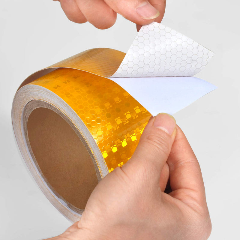 ONTWIE 30ft X 2" Reflective Safety Tape Yellow + 30ft X 2" Reflective Safety Tape White Red
