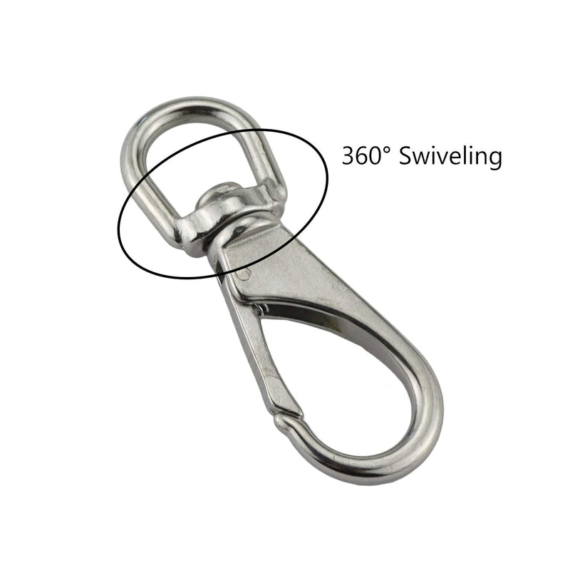 [Australia - AusPower] - keehui Stainless Steel 304 Swivel Eye Snap Hooks Size1#(M5)/2#(M6)/3#(M7) Marine Clips Flag Snap Spring Pet Buckles 1# (M5? 2PACK 